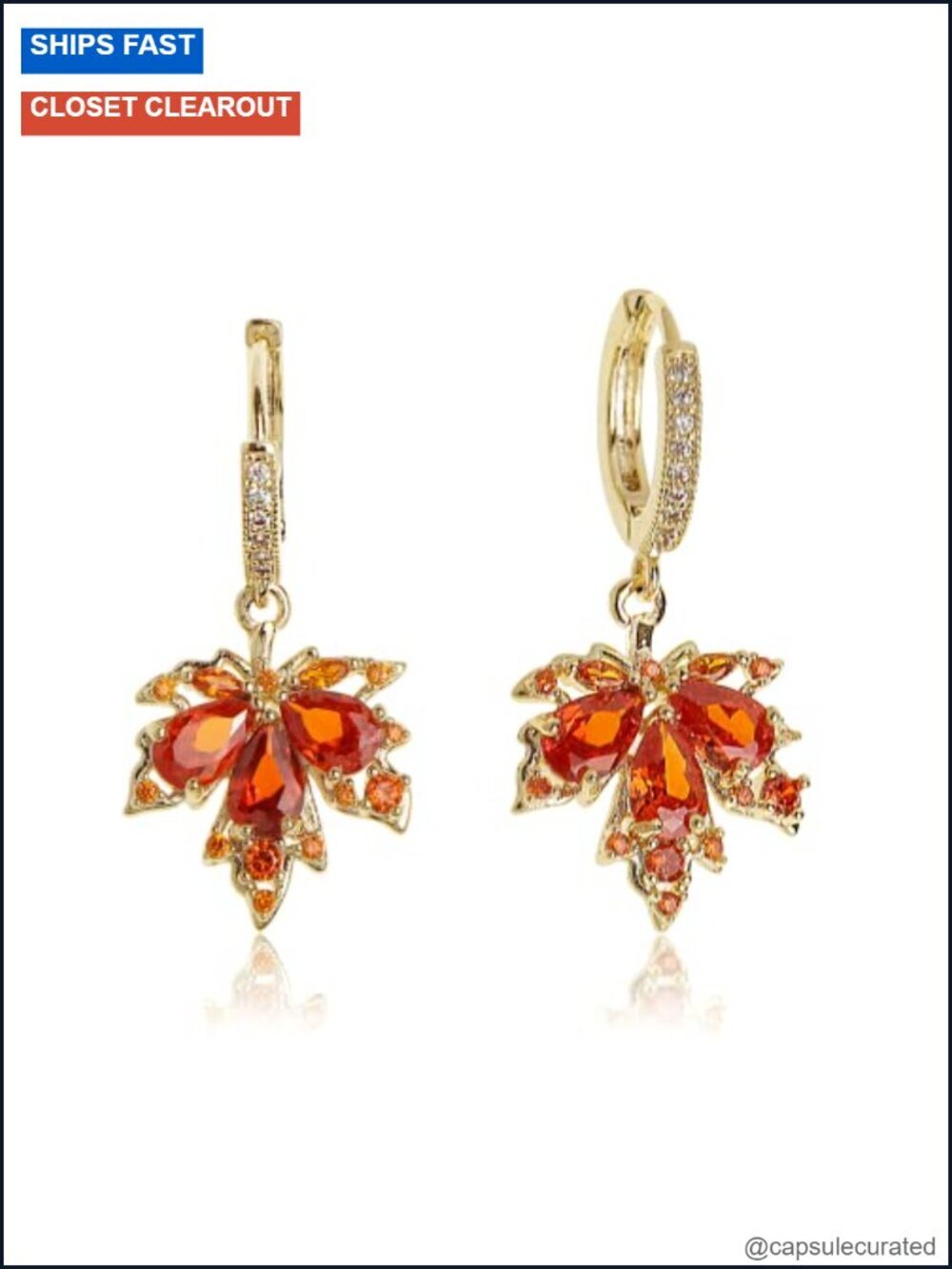 Dainty Hoop Earrings with CZ Rhinestones, Gold Plated, Hypoallergenic, 925